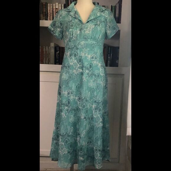 Vintage Floral Y2K Sheer Full-Length  A-Line Fit Dress, D231 - Picture 1 of 8